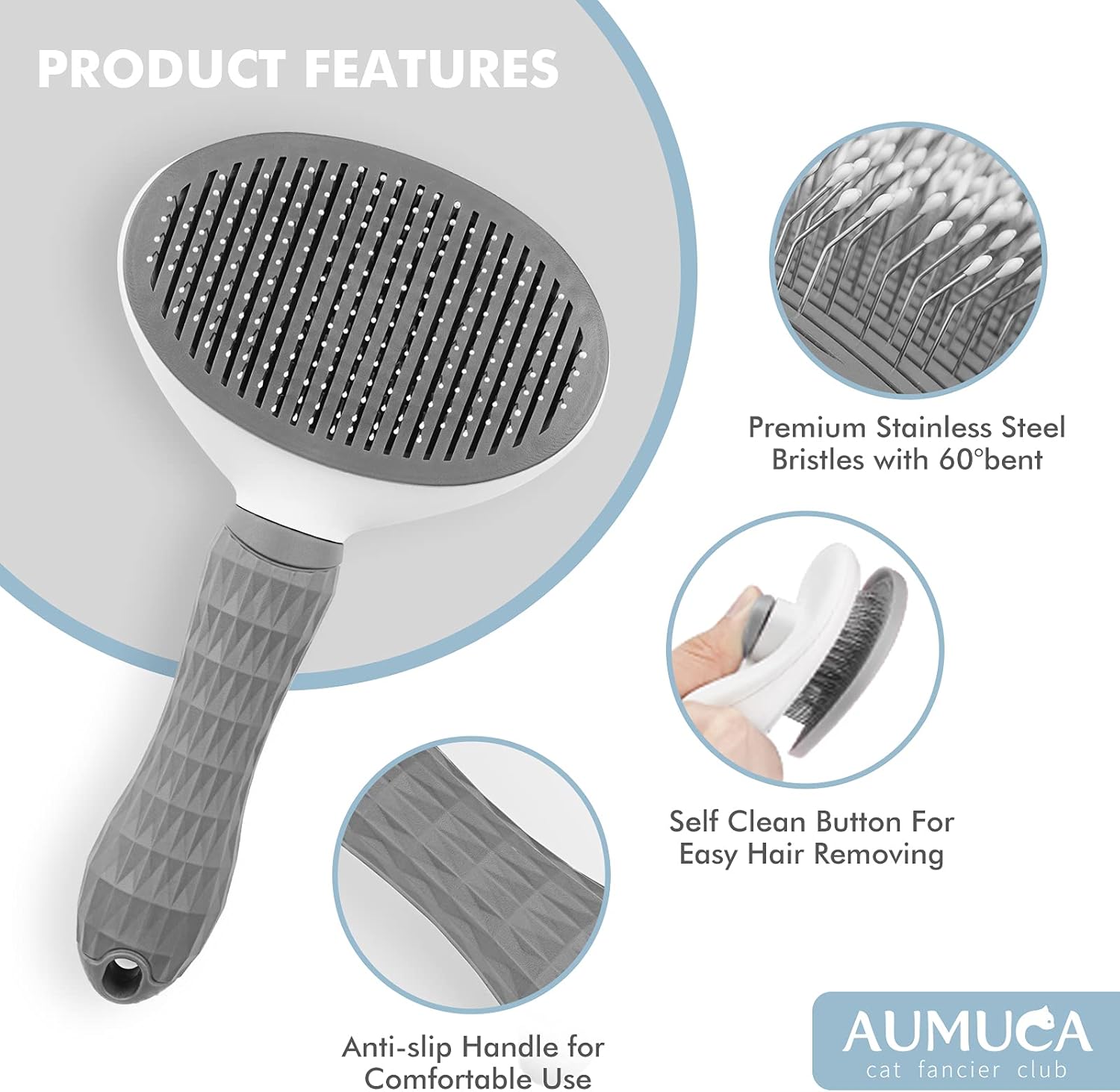 Aumuca Cat Brush and Dog Brush, Cat Brush for Shedding and Grooming with Long or Short Hair Self Cleaning Slicker Brush