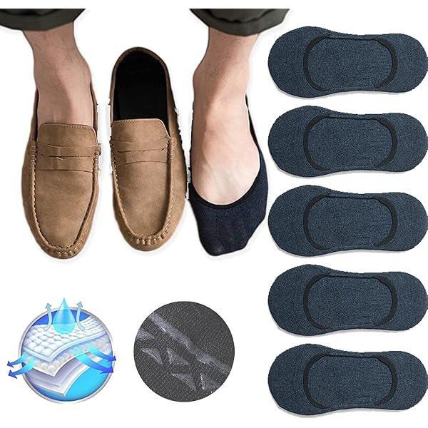 No Show Socks Men 6-Pack Men's No-Show Socks Anti-Slip Loafers