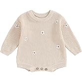 Mubineo Baby Girl Winter Clothes Cute Flower Romper Sweater Jumpsuit Pullover Long Sleeve Knit Newborn Infant Sweaters