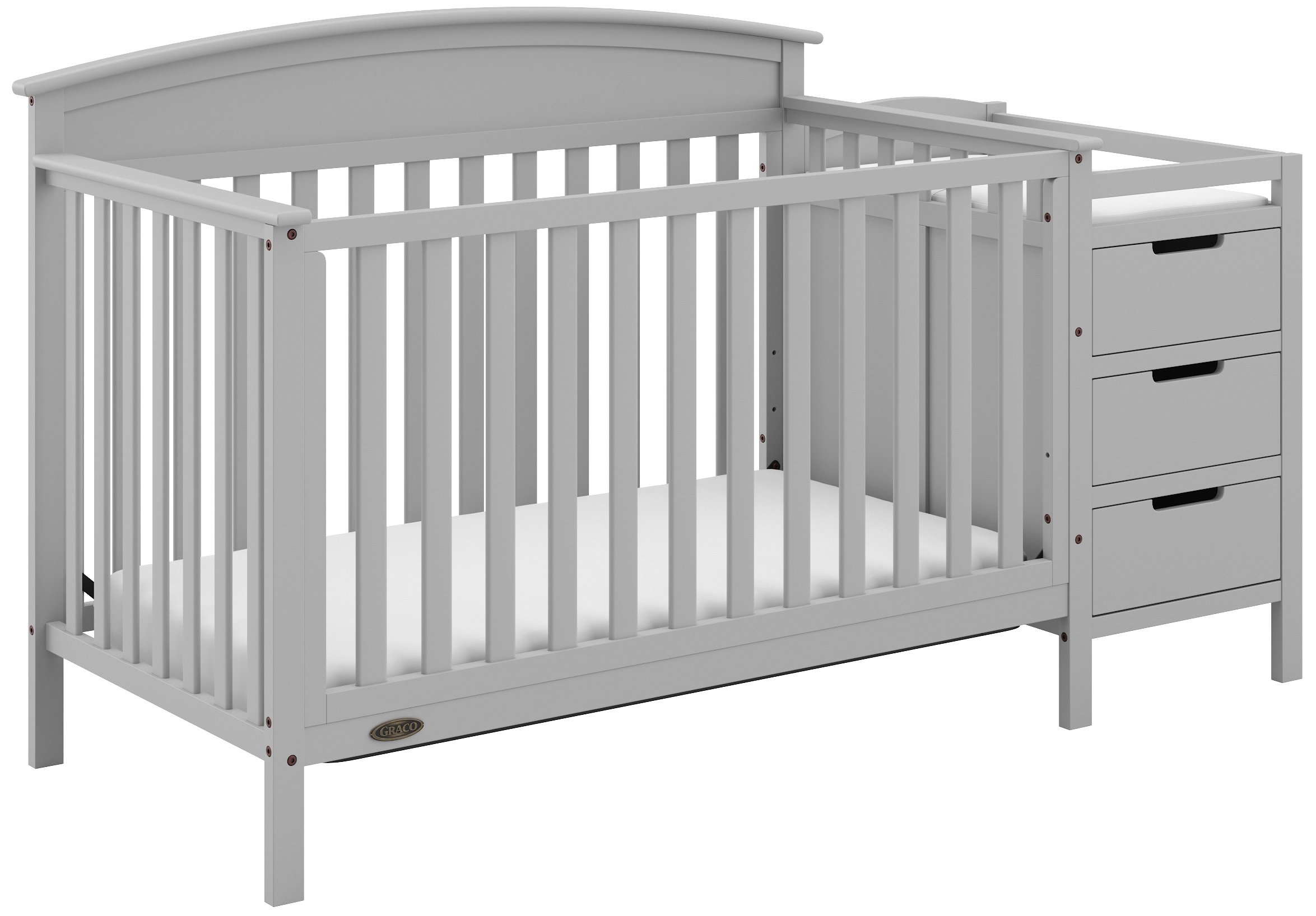 Graco Benton 5-in-1 Crib & Changer, Pebble Gray, Easily Converts to Toddler Bed Day Bed or Full Bed, 3 Position Adjustable Height Mattress, 3 Drawers & 3 Shelves (Mattress Not Included)