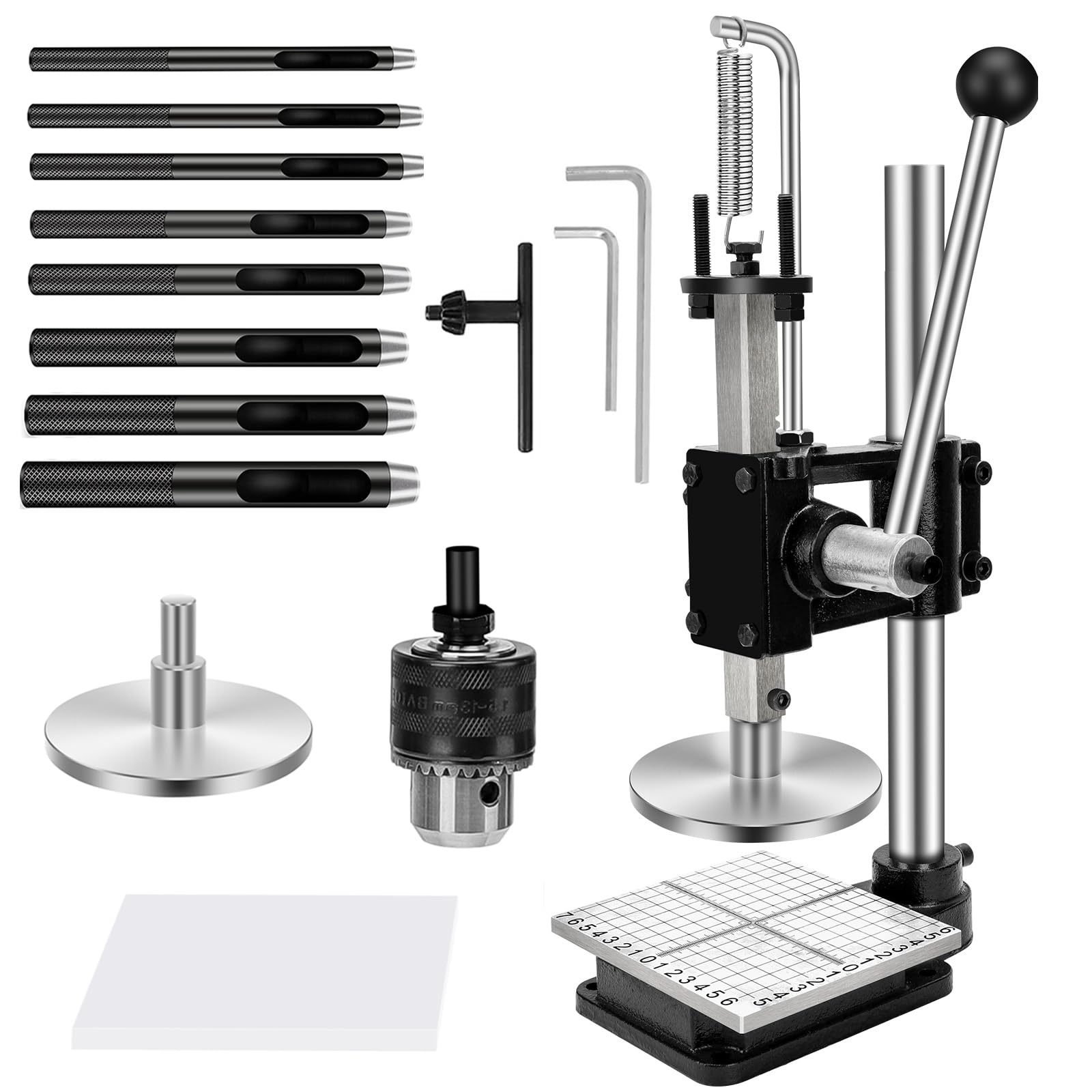 Photo 1 of HONGYMA Leather Press, Hole Puncher and Cutting Machine for DIY Leather Craft - Hand Punching, Forming, Pressing, Installing Rivets and Snap Buttons