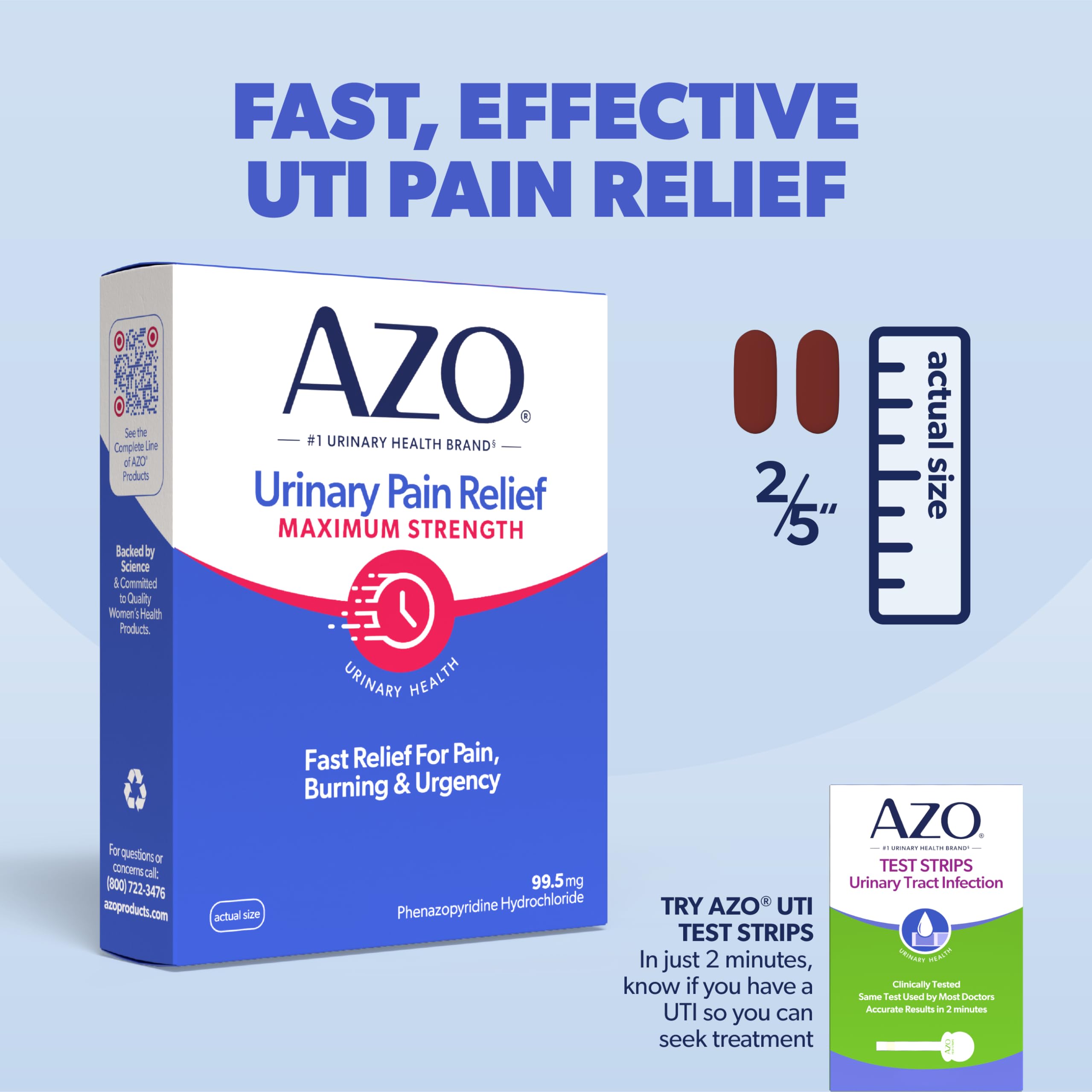AZO Urinary Pain Relief Maximum Strength, Fast relief of UTI Pain, Burning & Urgency, Targets Source of Pain, #1 Most Trusted Brand, 24 Tablets