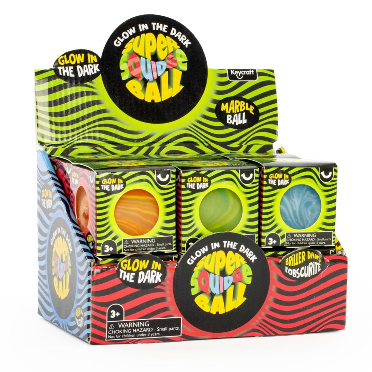Keycraft Glow in the Dark Marble Squeeze Ball – Sensory Squishy Stress Relief Toy for Kids & Adults, Stretchy Fidget Ball, Assorted Colours, One Sent At Random