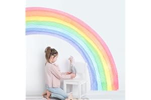SUPZONE 55"x63" Large Rainbow Wall Stickers, Mural Watercolor Half Rainbow Wall Decals Peel and Stick Vinyl Wall Art Decor for Girls Bedroom Kids Nursery Living Room Playroom Toddler