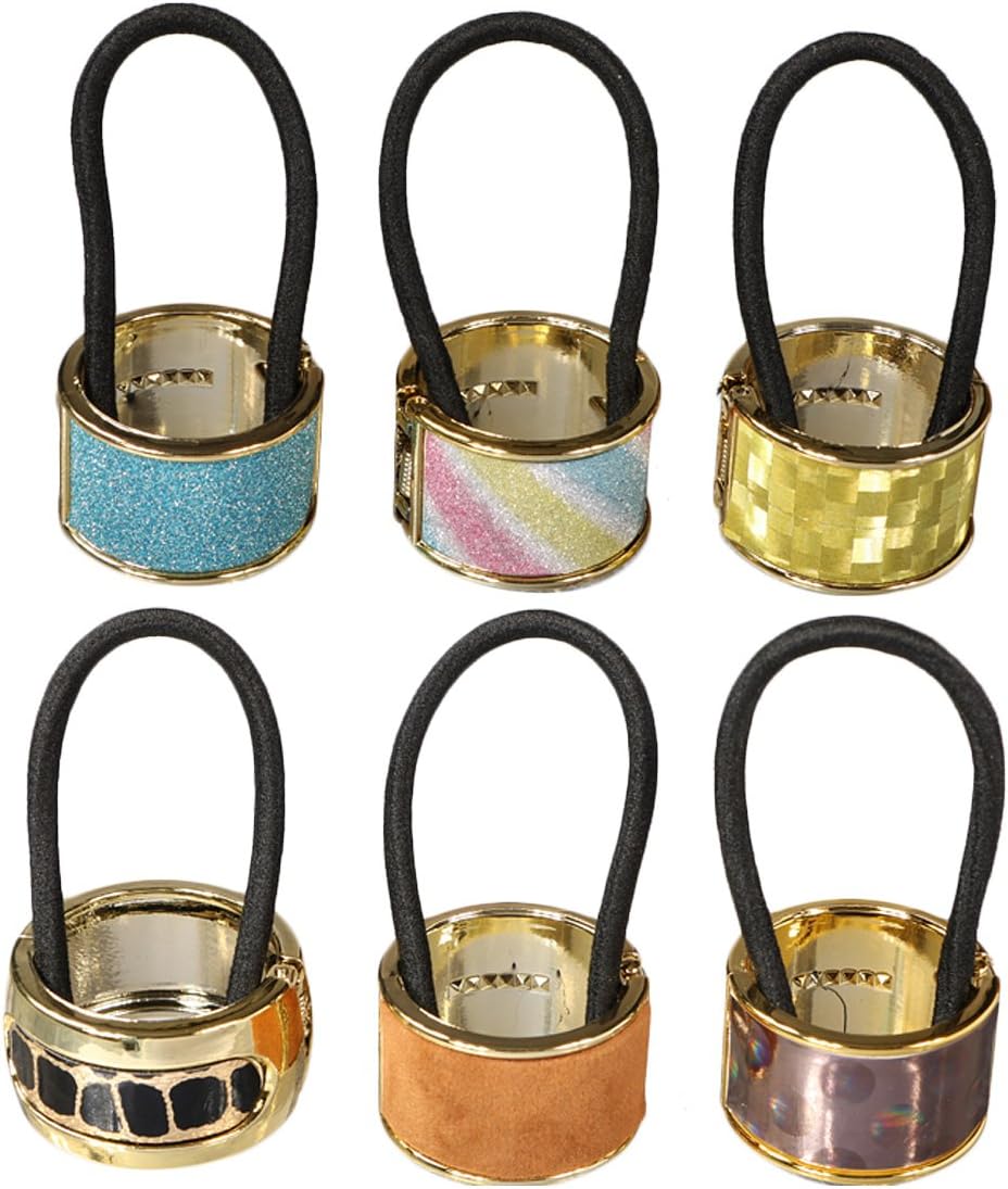 kilofly 6pc Cuff Elastic Band Ponytail Holder Hair Tie Styling Wrap Set, Mult
