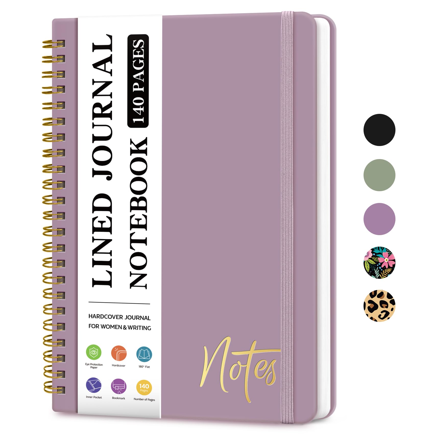 Photo 1 of ZOTIA Lined Spiral Journal Notebook for Women, A5 College Ruled Journals for Writing, Hardcover Notebooks for Work, Note taking and Office School Supplies,140 Pages - Purple
