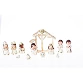 WHLHMK 12 Pcs Christmas Nativity Set, Includes 11 Small Resin Figurines and a Manger, Nativity Scene Decor Religious Table Decorations Home Decor