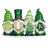 Hodao Luck St Patrick's Day Gnomes Decorations Beard Elf Decor Home Table Ornament Decor Dwarf Figurines for St. Patrick's Day Gifts Green Irish Handmade Gnome Decorations