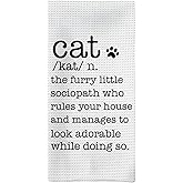 Tzhim Funny Cat Kitchen Towels, Animal Lovers Gifts for Women Hand Towels, Cute Pet Mom Owner Gifts Dish Towels Dishcloth for Kitchen, Cat Definition Bathroom Decor, 16x24in