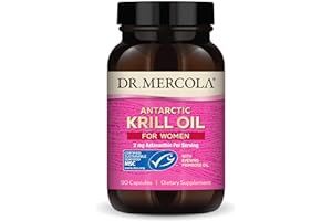 Dr. Mercola Krill Oil for Women - 2 mg Astaxanthin - MSC Certified Sustainable - Supports Brain, Skin & Immune Systems - with Omega-3s - Non-GMO, Gluten-Free & Soy-Free - 90 Capsules (30 Servings)