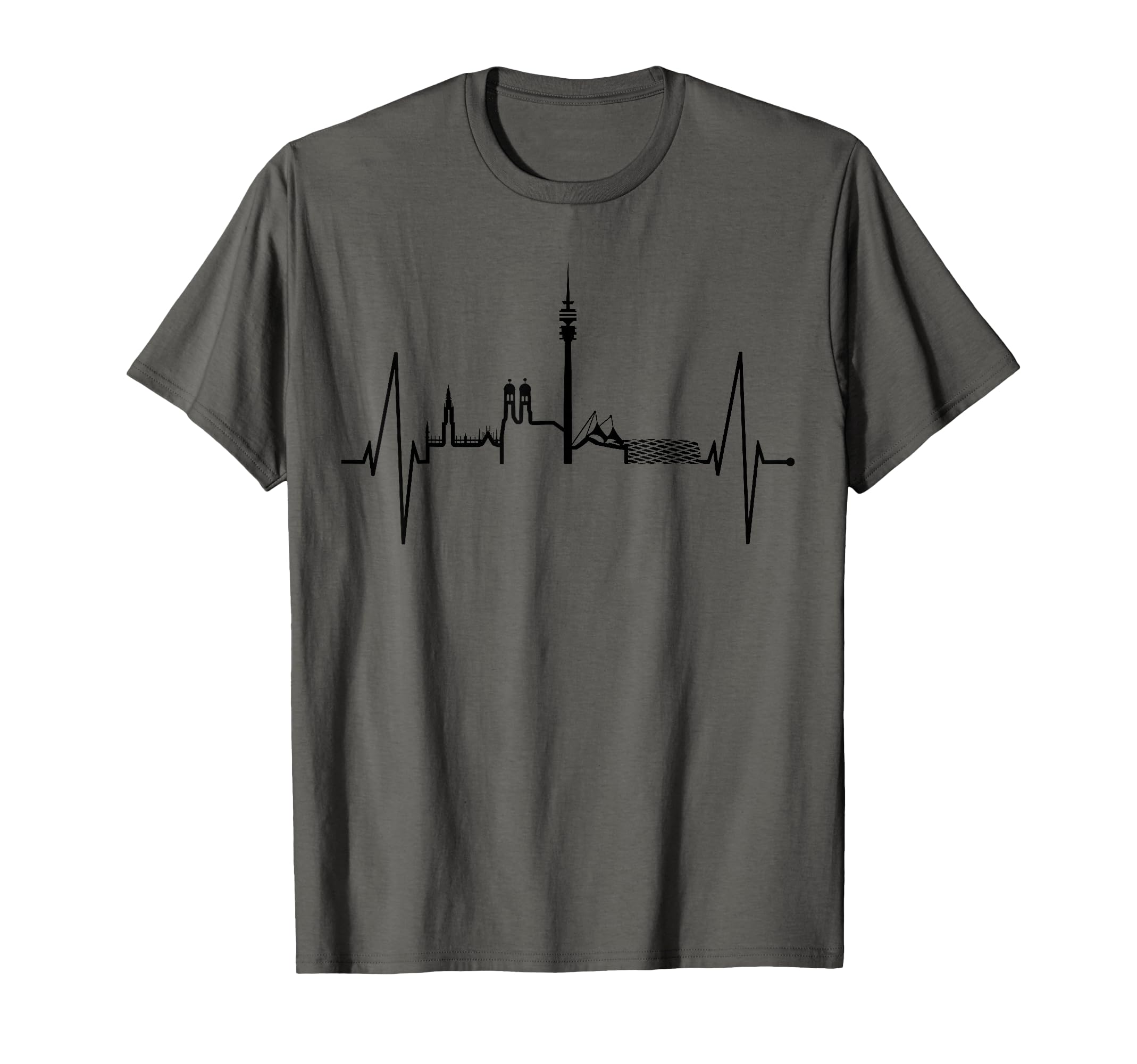 Munich Skyline Heartbeat Germany I Love München T-Shirt