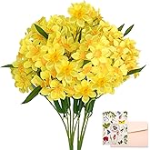 SNAIL GARDEN 2 Bunches 120 Blooms Artificial Daffodils, 18.9”Silk Narcissus, Faux Daffodils for Home Garden Office Wedding Party Decor, DIY Flower Arrangements