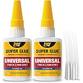Thick Super Glue 60g(2.12 oz) Gap Filling CA Glue for Wood Ceramic Plastic | All Purpose Superglue for Glass Metal Furniture Repair Shoes Leather Model Crafts, Clear Instant Cyanoacrylate Adhesive