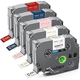 Unismar Satin Ribbon Tape TZe-R231 TZe-R234 TZe-RE34 TZe-RN34 TZe-RW34 | 12mm 0.47'' Ribbon Tapes Compatible for Brother P Touch PT-D210 PT-D220 PTH110 PTD400AD Label Maker, 5-Pack