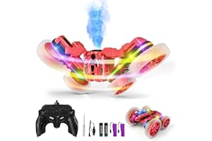 Terucle Remote Control Car, 360°Rotating 4WD RC Cars with Cool Spray, 2.4Ghz Double Sided RC Stunt Car with Cool Lights, RC Drift Car for Kids Toys Best Gifts for Boys Girls Age 4-6 7 8-13 Year Old