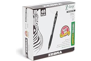 Zebra Pen Z-Grip Retractable Ballpoint Pen, Medium Point, 1.0mm, Black Ink, 48-Pack