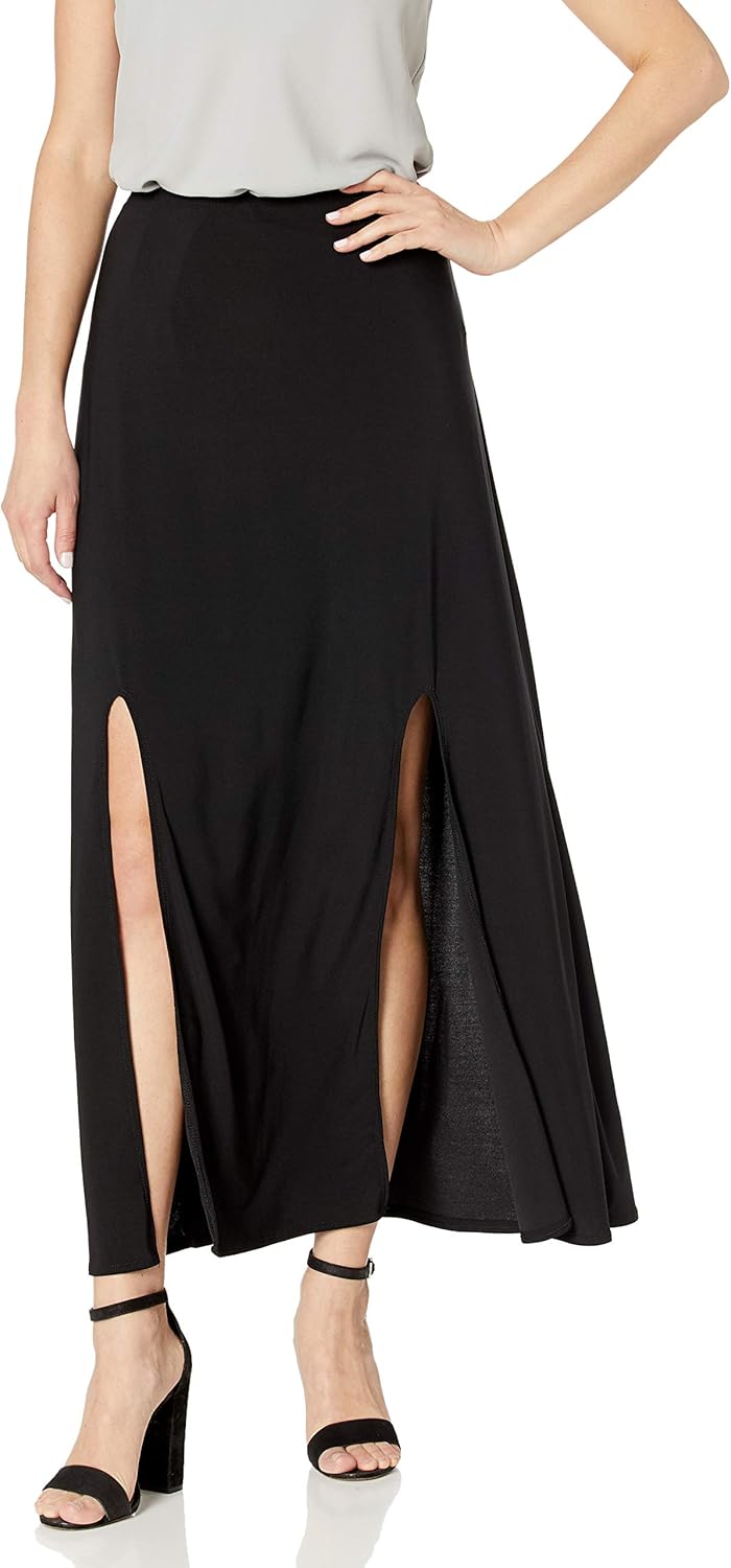 black double split maxi skirt