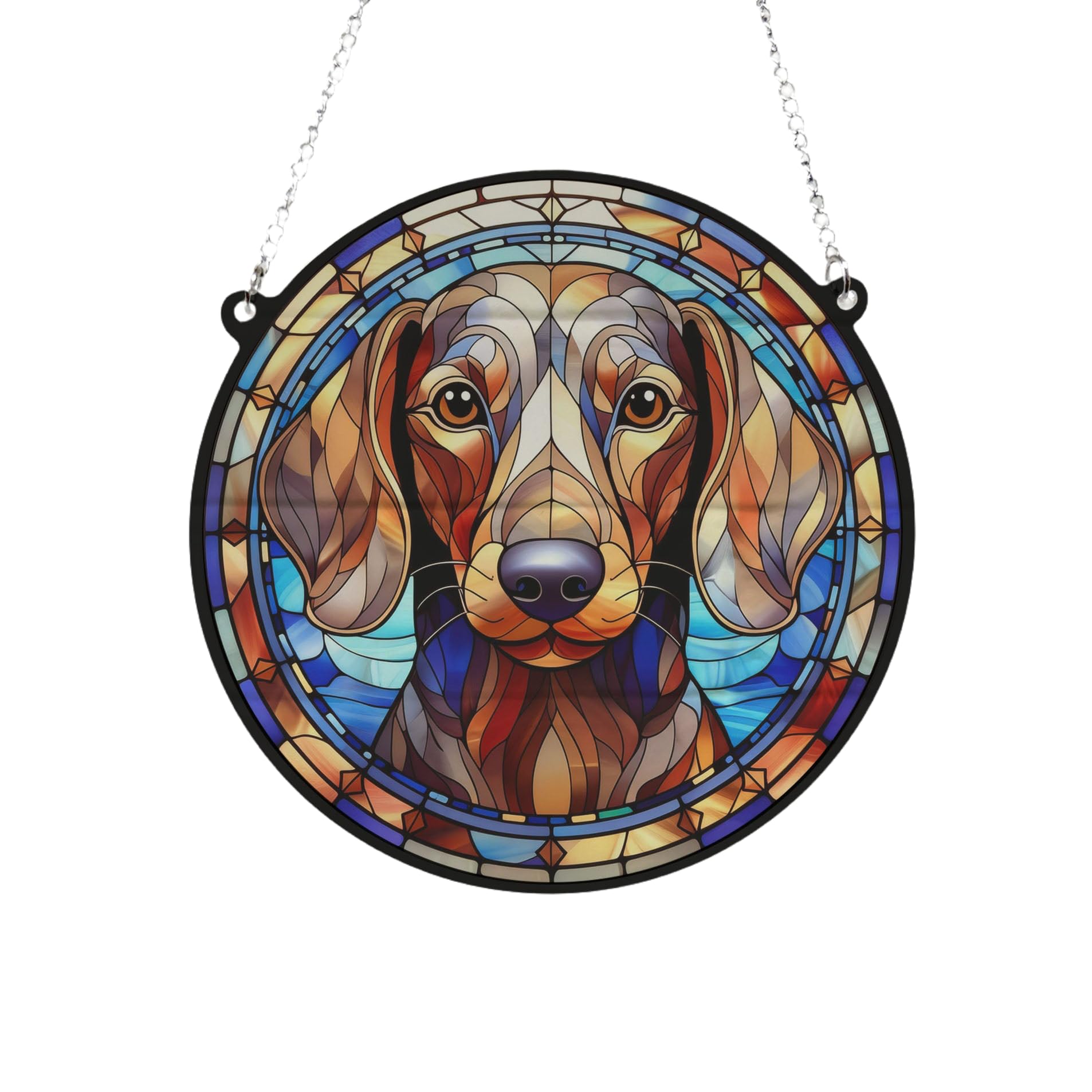 Dachshund Dapple Stained Glass Effect Suncatcher Gift for Dog Lovers - 19cm
