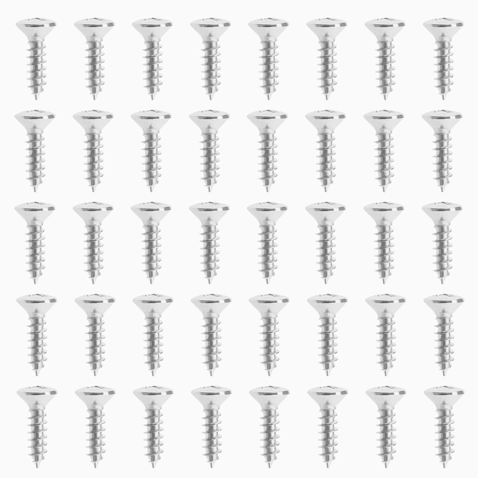 EMSea 50PCS Electric Guitar Pickguard Screws Electric Bass Scratchplate Mounting Screws Guitar Bass Parts Musical Instruments Accessories M3x12mm Silver