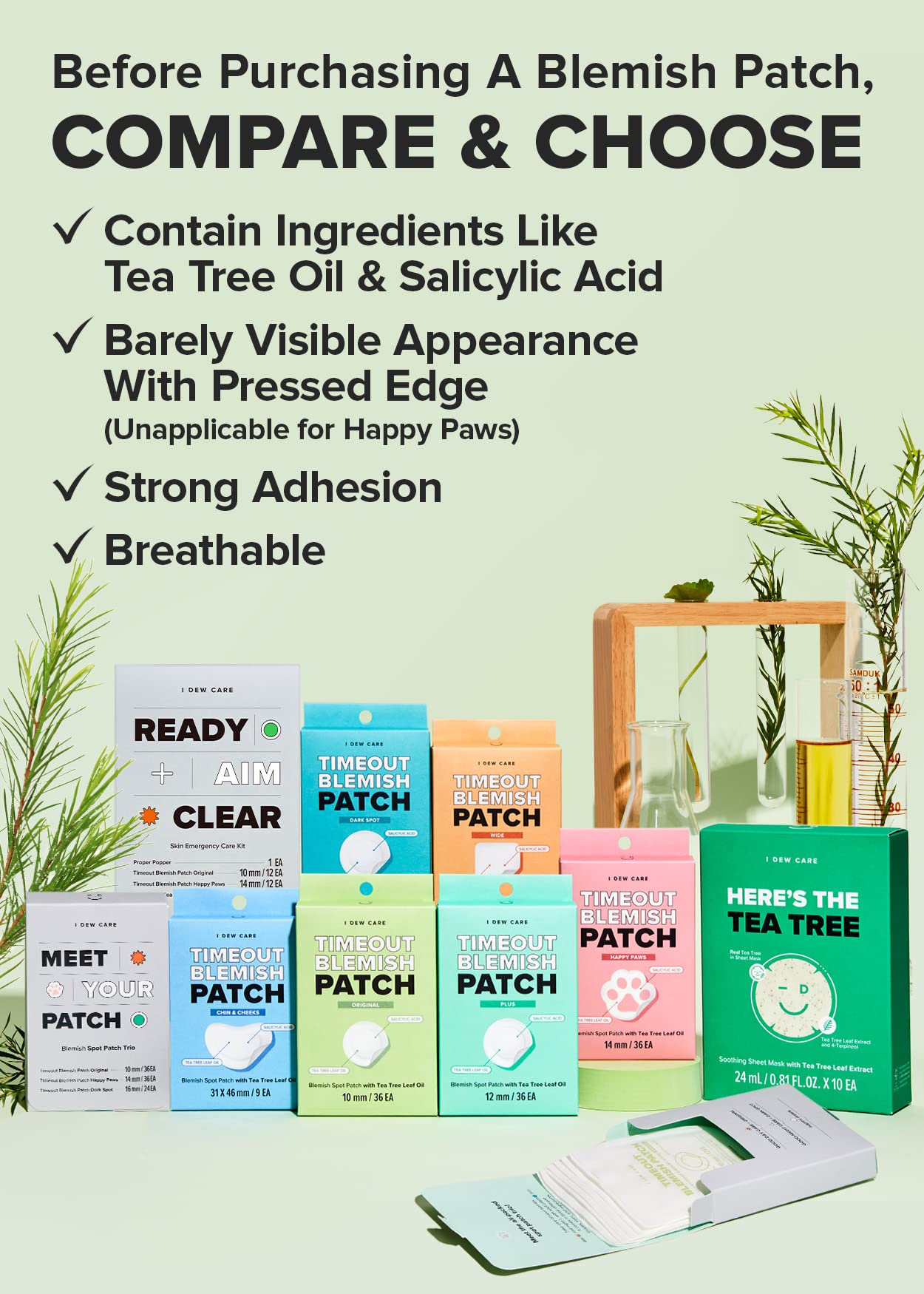 I DEW CARE Hydrocolloid Acne Pimple Patch - Timeout Blemish Wide | Korean Zit Dark Spot Patches for Face and Skin, Pus absorbing with Tea Tree Oil, Trouble Remover Treatment, Big Large Size, 6 Count