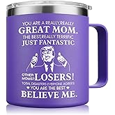 NOWWISH Christmas Gifts for Mom from Daughter Son, 14oz Great Mom Coffee Mug, Cool Birthday Stocking Stuffer for Women Wife Grandma, Purple
