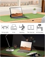 YSAGi Leather Desk Mat Large 80x40 cm Non-Slip Waterproof Leaf Green view 6