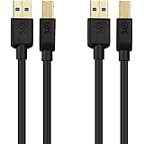 Cable Matters 2 Pack, SuperSpeed USB 3.0 Type A to B Cable in Black 6 Feet
