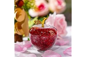H&D HYALINE & DORA Red Crystal Apple Figurine Paperweight, Glass Apple Collectible with Filling Rhinestones Ornament for Home Table Decor Christmas