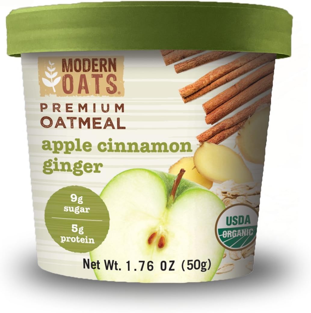 Modern Oats Premium Organic Oatmeal Cups, Apple Cinnamon Ginger, 1.76 Ounce Cup (Pack of 12)