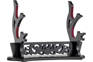 FLURSAILE Sword Stand Hollow Pattern Sword Rack, Katana Stand Wands Display Stand, Samurai Sword Stand Holder (2-Tier)