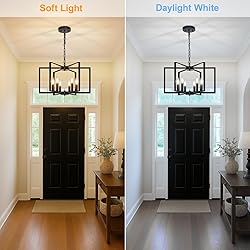 Black Farmhouse Chandelier, 6 Light Geometric