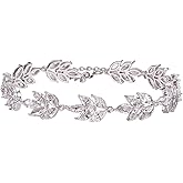 SWEETV Bracelet Wedding Bridal for Brides,Bridesmaid-Crystal Cubic Zirconia Bracelet Leaf Vine Vintage Style