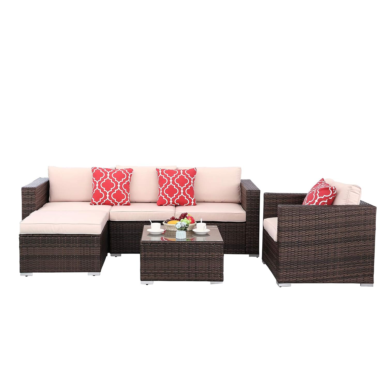 Best gray pe wicker rattan outdoor sectional sofa couch conversation sets