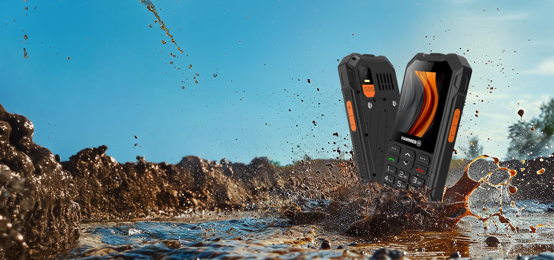 Tastentelefon Hammer 6 LTE, großer Akku 2500mah bis zu 7 Tage Standby, Taschenlampe und SOS-Taste, Volte-Technologie, beleuchtete Tasten, IP68 1,5 Meter Droptest, 2,4 Zoll Bildschirm, ohne Vertrag