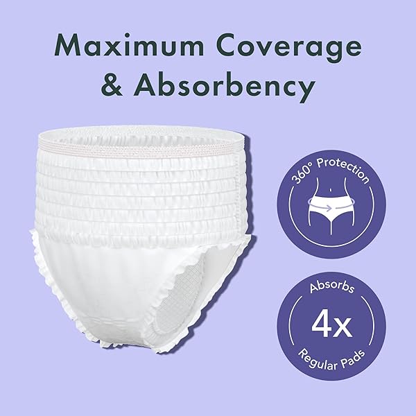 RAEL DISPOSABLE UNDERWEAR FOR WOMEN, ORGANIC COTTON COVER – INCONTINENCE PADS, POSTPARTUM ESSENTIALS, DISPOSABLE UNDERWEAR, UNSCENTED, MAXIMUM COVERAGE (SIZE S-M, 10 COUNT)