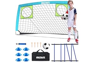 Hazacl Kids Soccer Goal for Backyard, 6x4 9x5 FT Portable Soccer Nets Pop Up with Ball, Agility Ladder, Cones, Target & Carry Bag for Toddler Youth Outdoor Indoor Training Practice Sports Games Play
