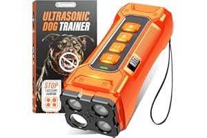 Zahawei Dog Bark Deterrent Devices, Anti Barking Device 3X Ultrasonic Bark Control Device 50ft Range, Rechargeable & Safe Dog Training Tool for Quiet Walks and Peaceful Homes