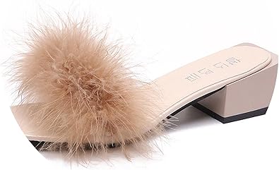 fur heel slippers