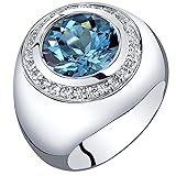 Peora Mens 5.50 Carats London Blue Topaz Signet