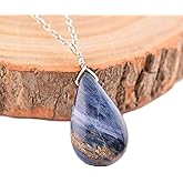 Natural Pietersite Plain Pear Pendant Necklace, Pear Cabochon Gemstone, Energy Healing Crystals, Birthday, Gift for Her, Gemstone Jewelry 18 inch AAA+ Quality