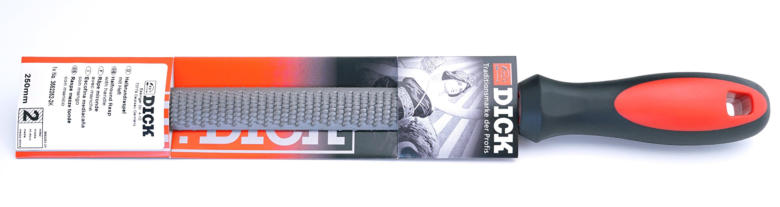 F. DICK Rasp 2K 250 mm (rasp for General Work, semi-Circular with Cut 2, Steel, Iron, Non-Ferrous Metal) 3552252-2K