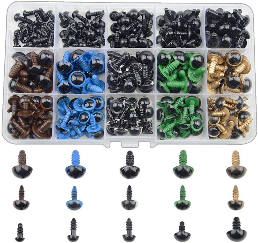 byou Plastic Safety Eyes,Safety Eyes for Soft Toys 150 pieces 8 to 12 mm Colorful Solid Eyes with Washers in Storage Box for Teddy Bear Doll Puppet and Crafts - Image 4