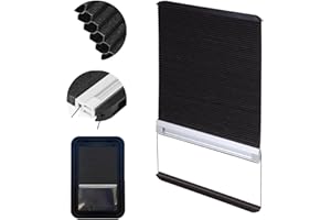 GGTE Lippert RV Door Window Shade 12'' x 21'' - Compatible with Prepped Entry Doors, Blinds Screen, Camper Cellular Sun Shade with Aluminum Rails, Thin Shade (Black)
