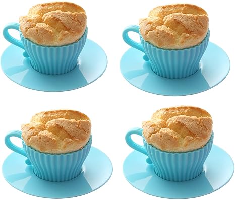 Silikonform Fur Cupcakes Teetassen Muffins 4 Stuck Blau Amazon De Kuche Haushalt