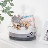TIMEYARD Dog Toy Basket Cute Woven Grey Cotton Rope 30x20x13 cm view 5