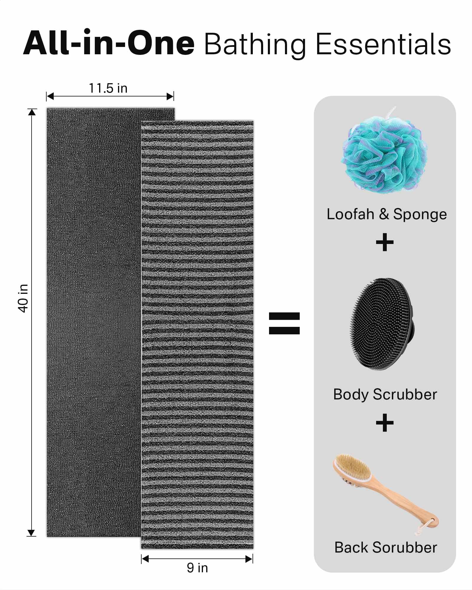 Yiclick 2 Pack Exfoliating Washcloth Towel - Body Scrubber Exfoliator, Loofah Sponge, Korean & Japanse & African Net Sponge Rag - Back Scrubber Washer for Use in Shower Bath