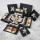 HAULKIM 4-Layer Explosion Gift Box, 10''x10''x7'' Black Creative Gift Boxes for Presents, DIY Surprise Gift Box Explosion for Birthday Valentine's Day Mother's Day and Anniversaries (Black)