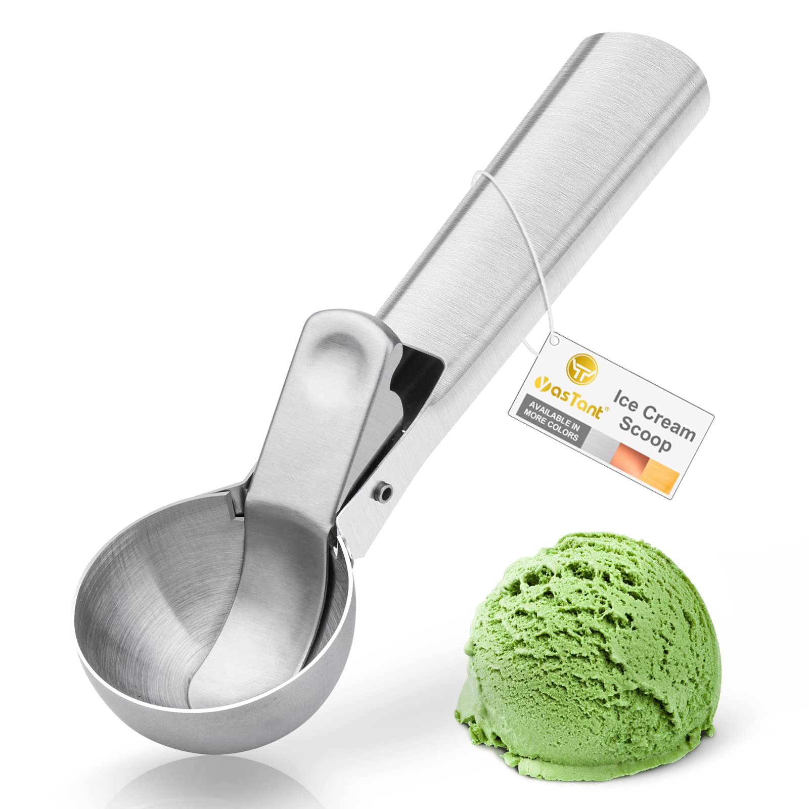 Photo 1 of *MINOR DAMAGE - USED*
YasTant Premium Ice Cream Scoop with Trigger Ice Cream Scooper Stainless Steel, Heavy Duty Metal Icecream Scoop Spoon Dishwasher Safe, Perfect for Frozen Yogurt, Gelatos, Sundaes, Medium Silver