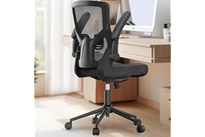 Ergonomic Office Chair with Breathable Mesh Back, Lumbar Support & Flip-up Armrests, Adjustable Height Swivel Desk Chair for 