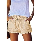YOCUR Womens Lightweight Shorts Casual Baggy Trendy Hot Pants Elastic Waist Drawstring Comfy Shorts